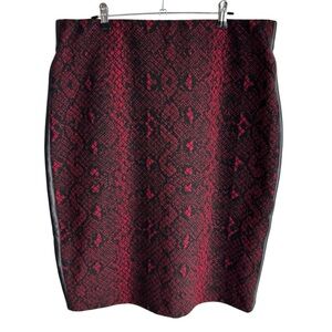 Joseph Ribkoff Red Black Snake Print Pencil Skirt Sz 14 Stretch Power Sexy VGUC